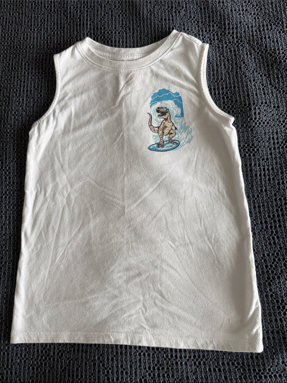 Cat & Jack White Tank with Blue Surfing Dino Graphic